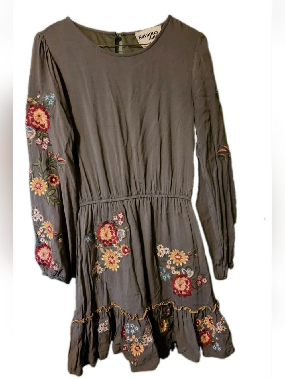 Savanna Jane Dress Women's Small Floral Embroidered Cottage Boho Fall